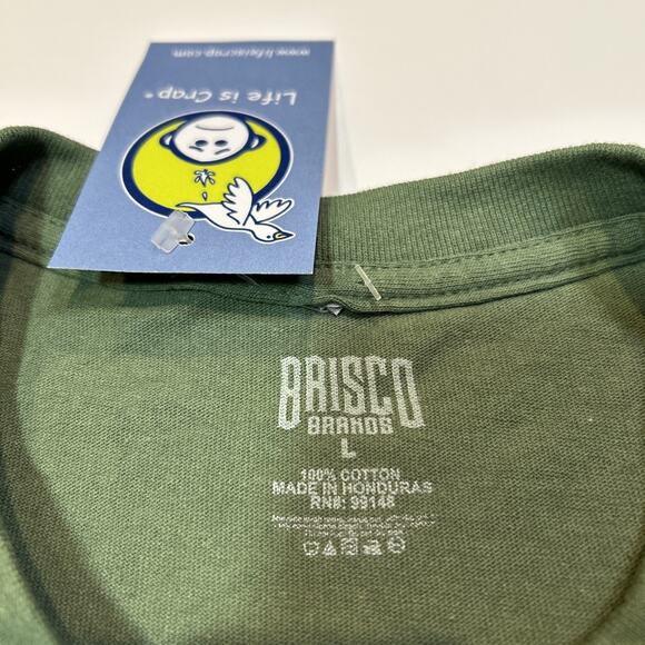 Life Is Crap Shirt Mens Size Large Green Short Sleeve Funny Comic Humor Tee - Picture 7 of 12